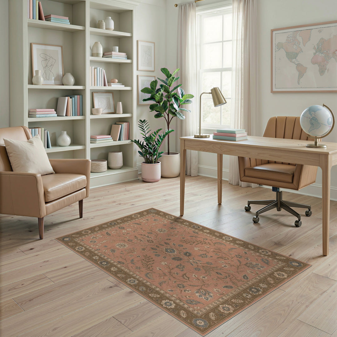 Pink Floral Vintage Area Rug