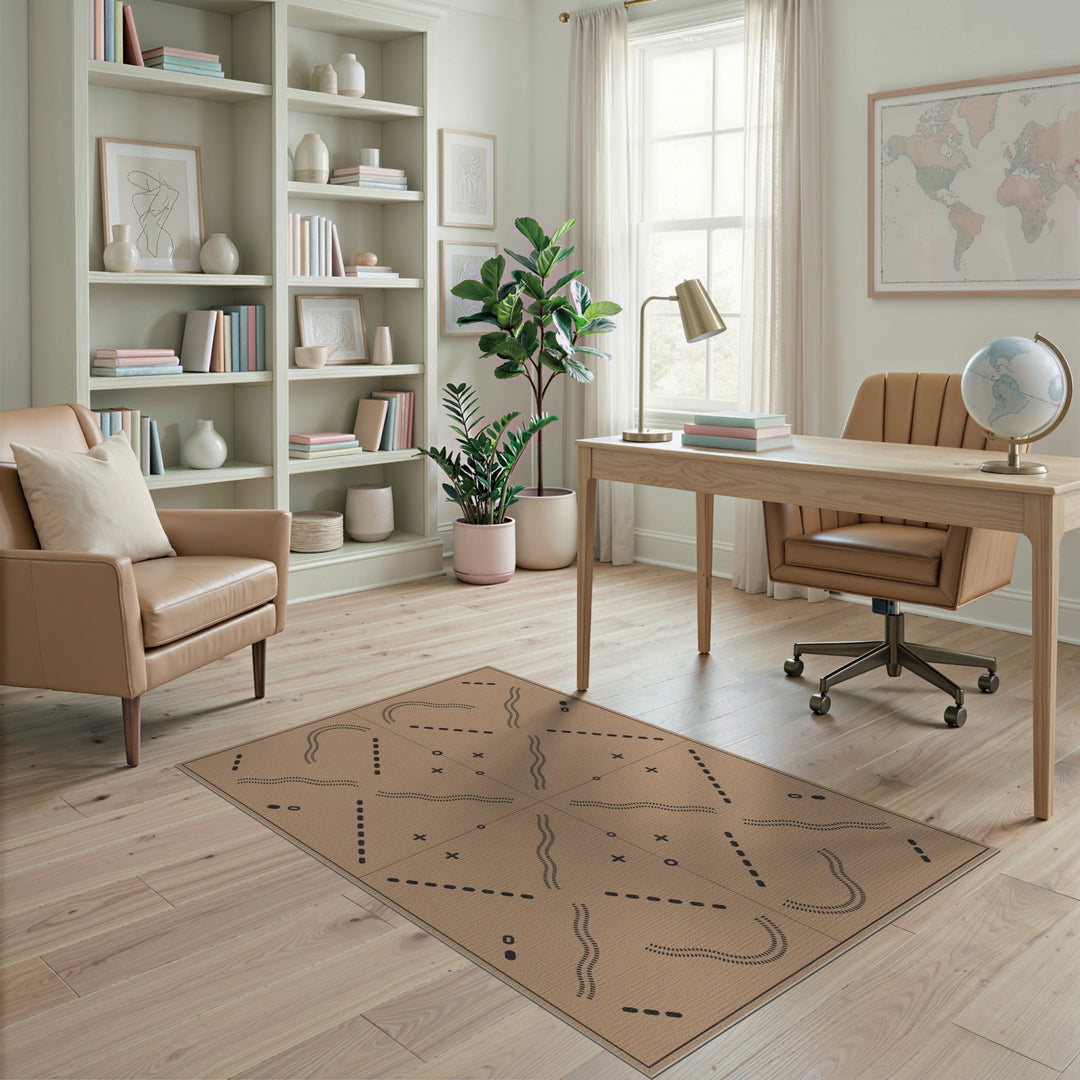 Brown Geometric Washable Area Rug