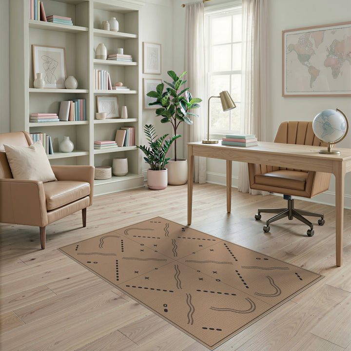 Brown Geometric Washable Area Rug