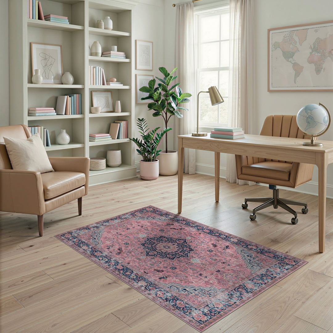 Floral Medallion Pink Persian Floral Medallion Area Rug