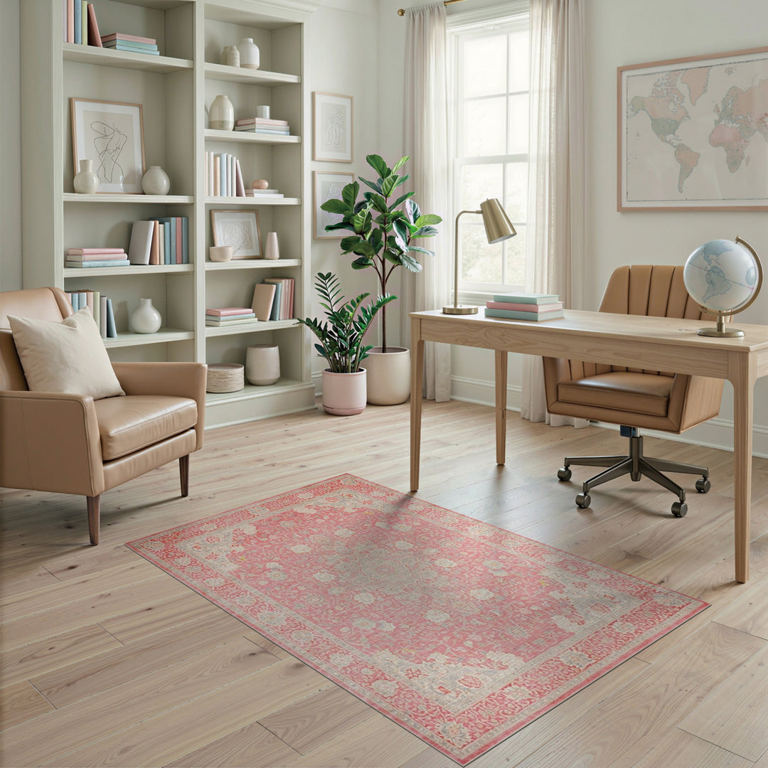 Pink Floral Vintage Area Rug