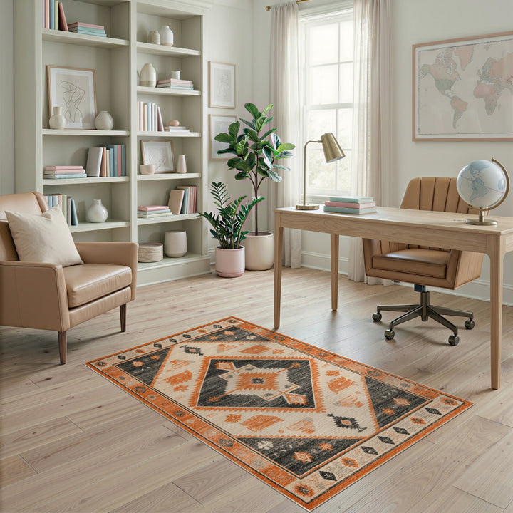 Southwestern Orange Geometric Area Rug