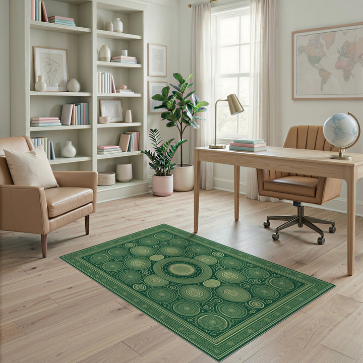 Geometric Modern Green Geometric Circle Area Rug