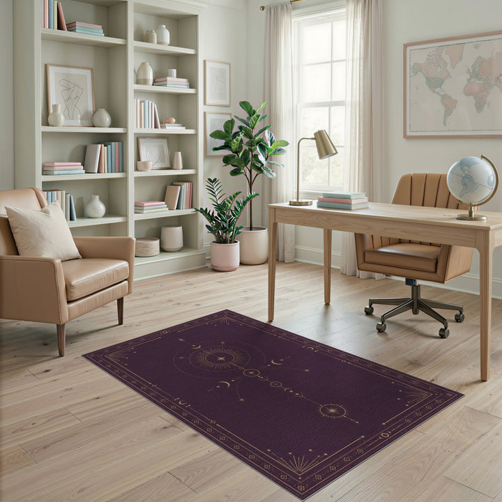 Purple Celestial Moon Phase Purple Area Rug