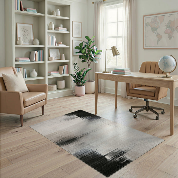 Abstract Area Abstract Black White Area Rug