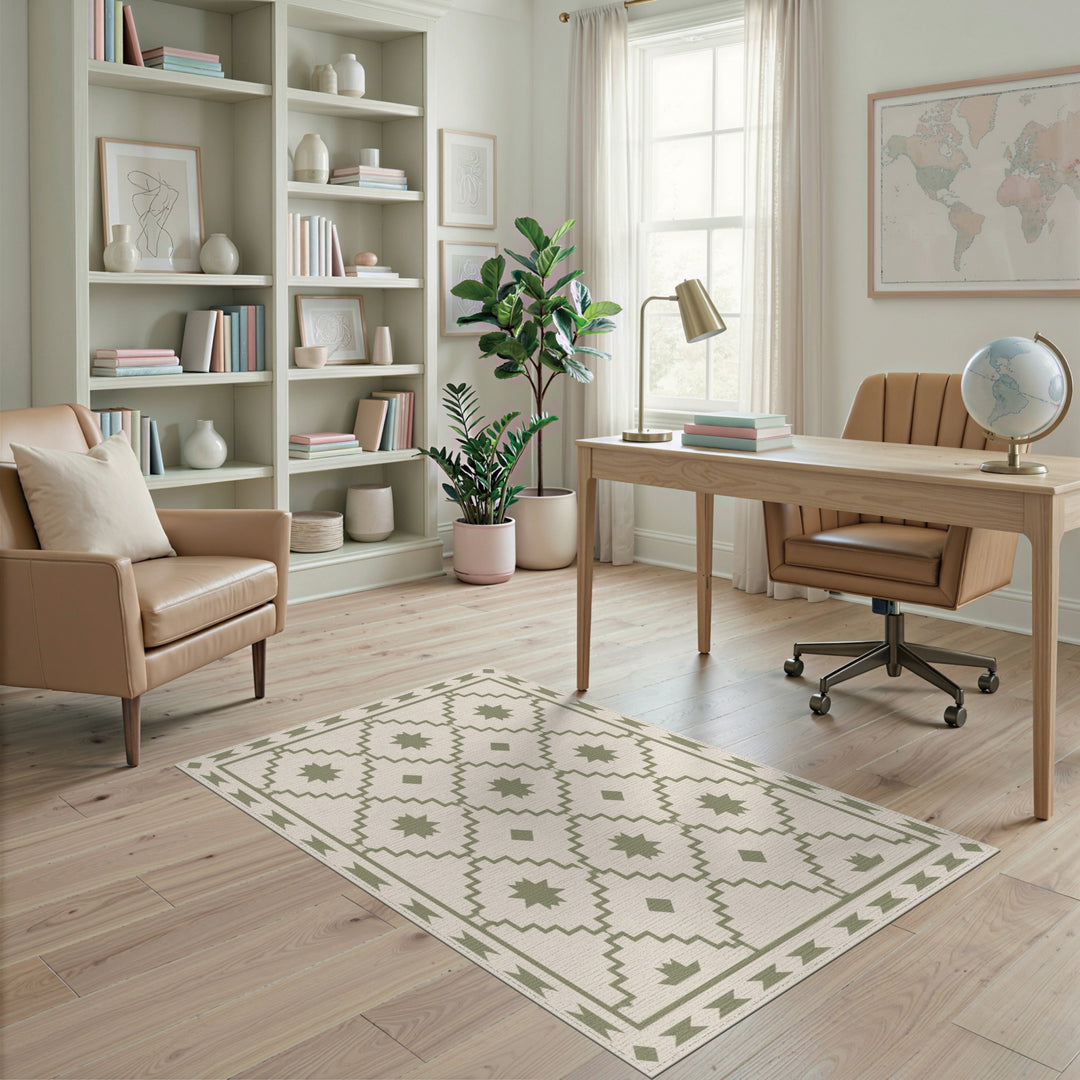 Green Southwestern Geometric Area Rug