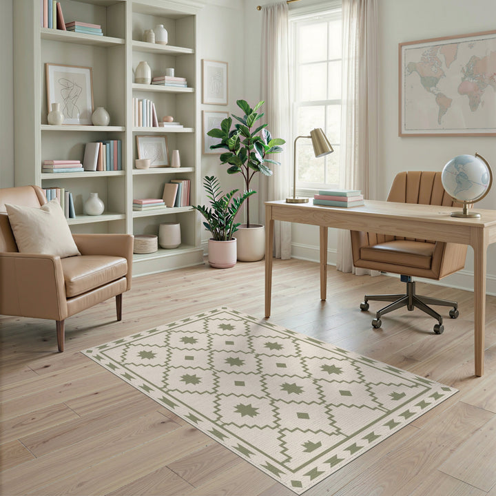 Green Southwestern Geometric Area Rug