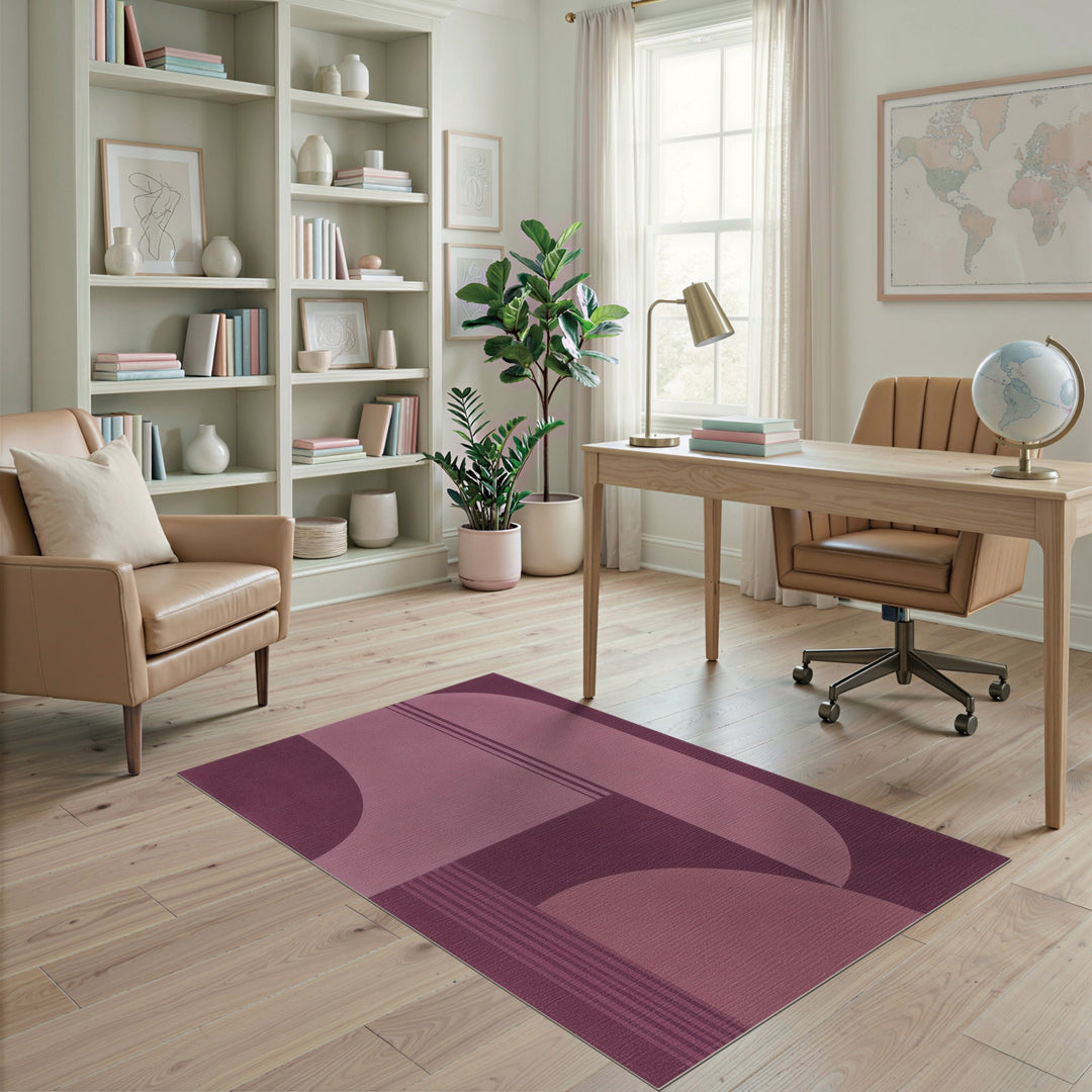Purple Geometric Curves Area Rug