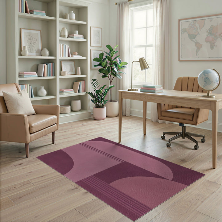 Purple Geometric Curves Area Rug
