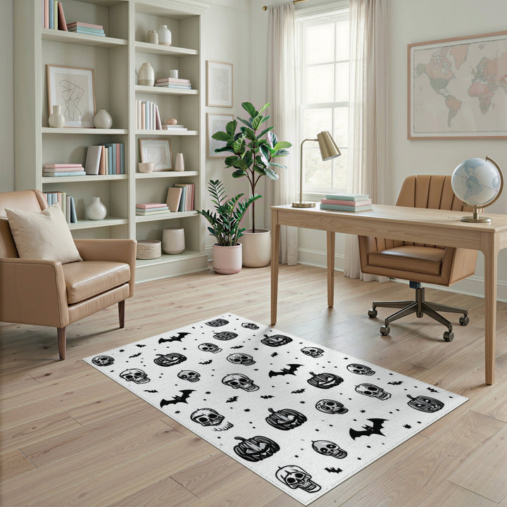 Halloween Skulls Pumpkins Bats Area Rug