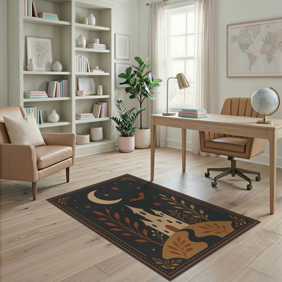 Moonlit Castle Bat Area Rug