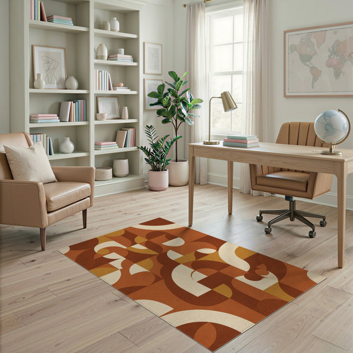 Geometric Modern Brown and Tan Bold Geometric Brown Area Rug