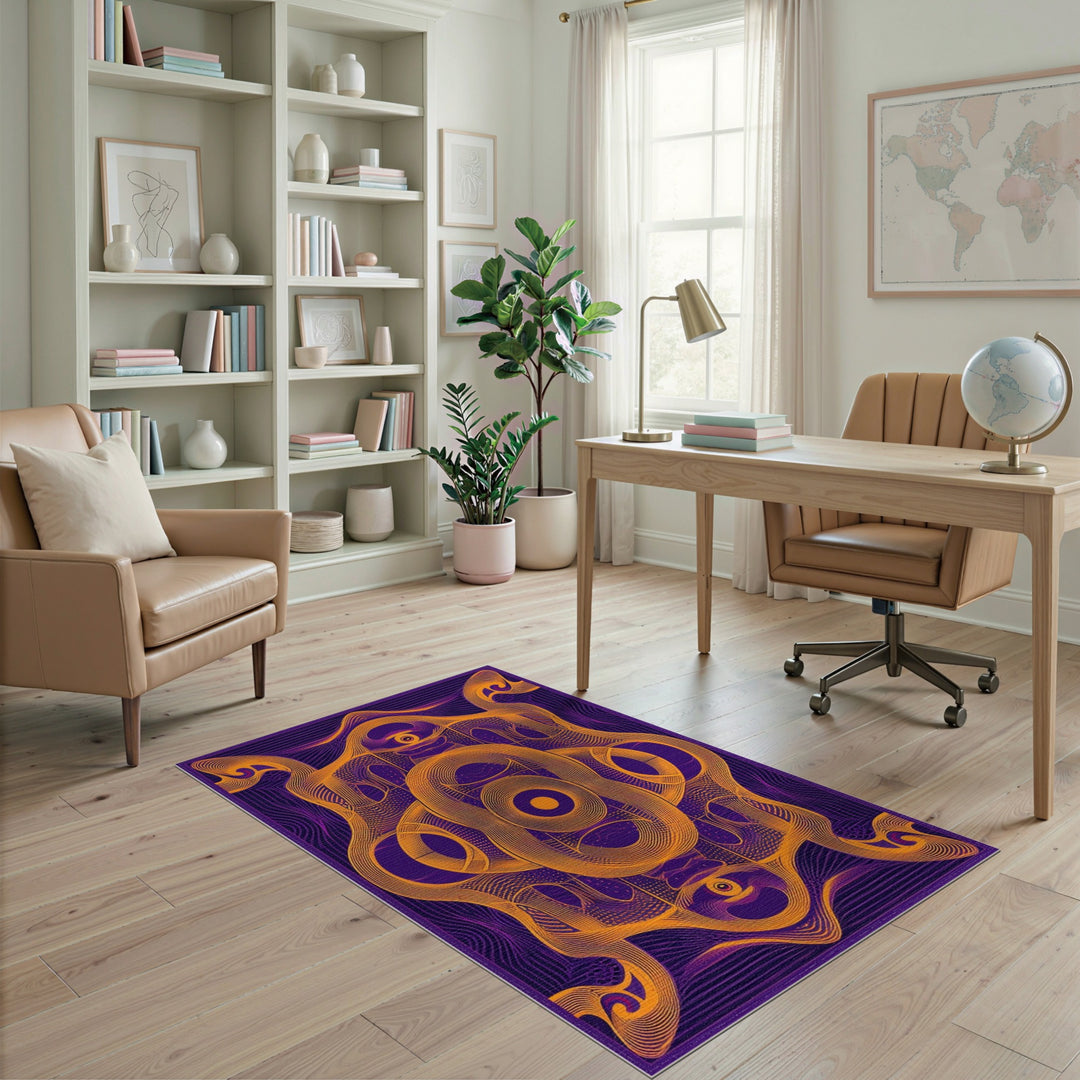 Psychedelic Purple Geometric Area Rug