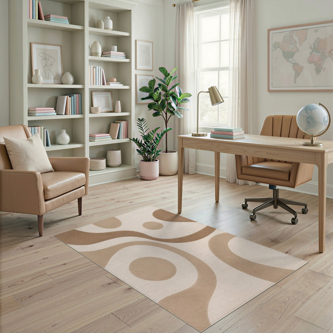 Beige Abstract Swirl Area Rug