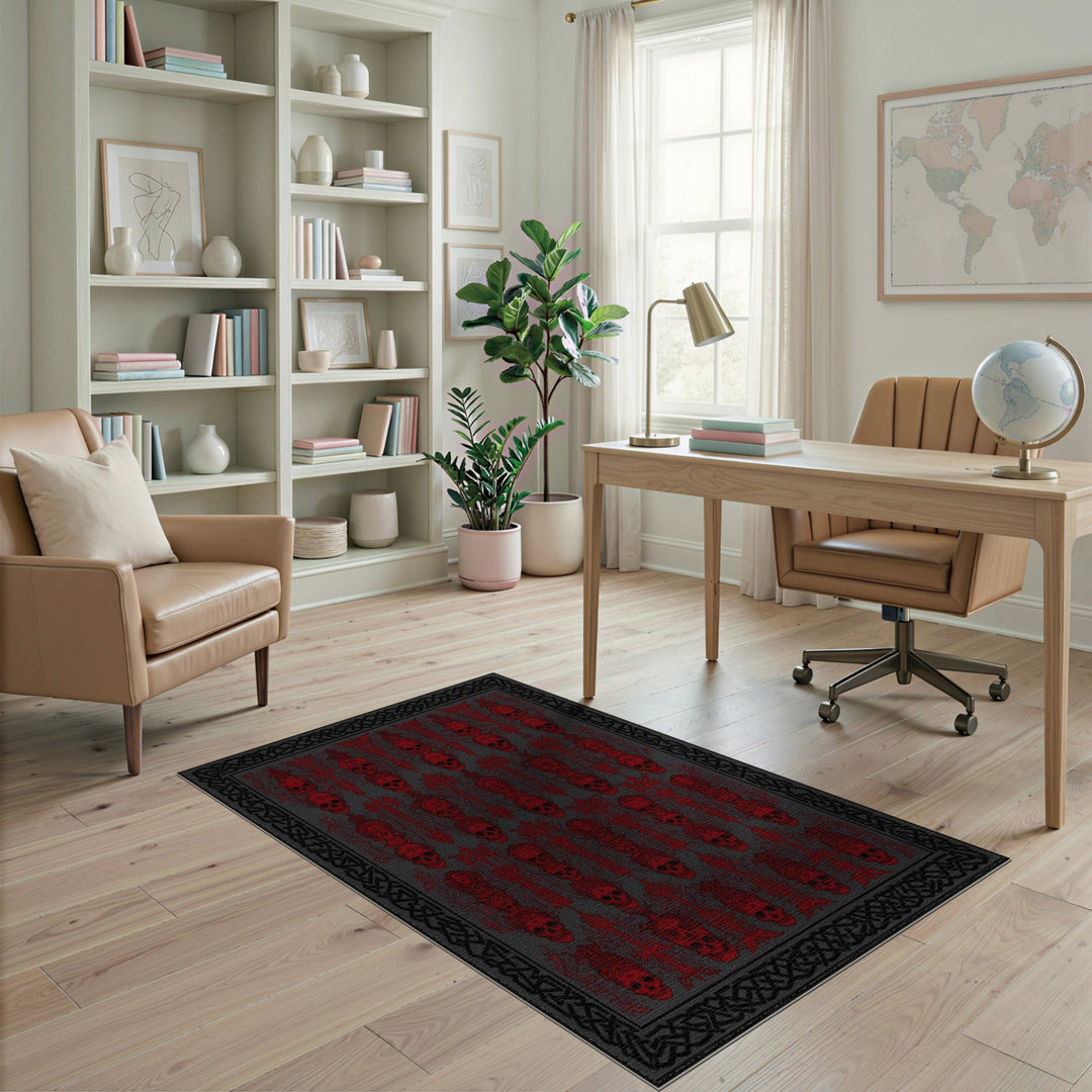 Red Skull Crown Area Rug