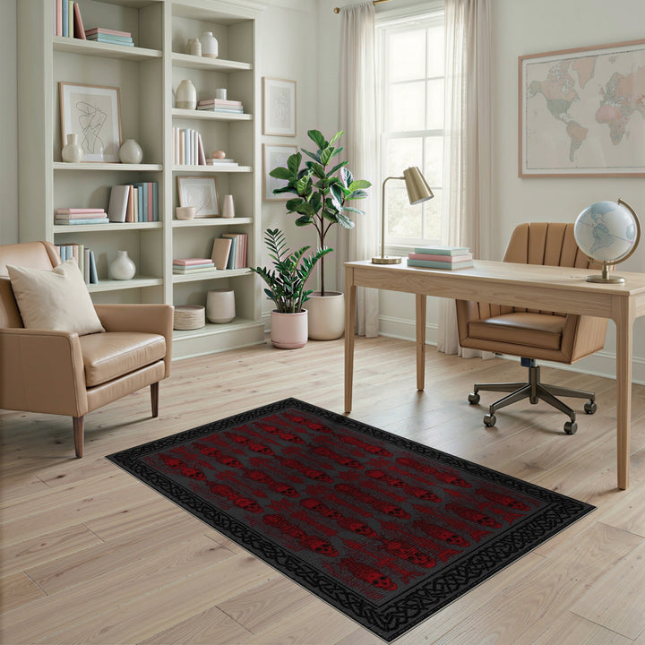 Red Skull Crown Area Rug