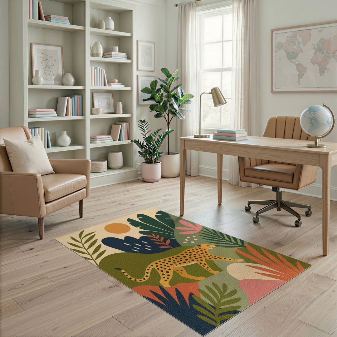 Multi-color and Patterns Abstract Leopard Multi-Color Area Rug