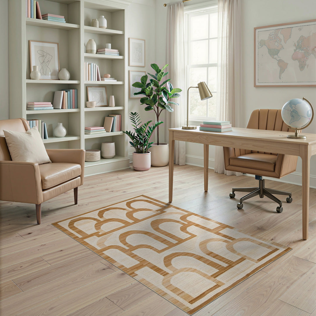Brown Geometric Arch Area Rug