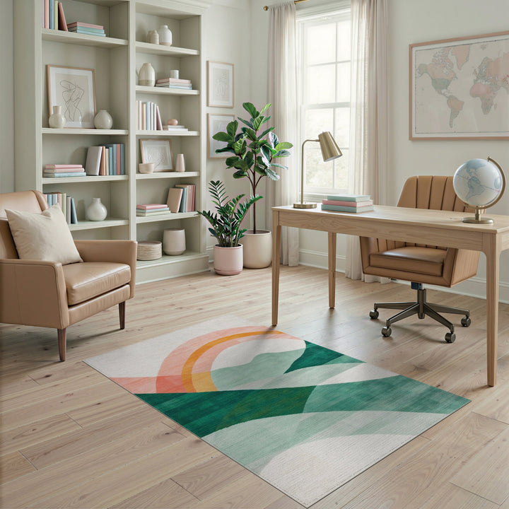 Multi-color and Patterns Geometric Arch Multi-Color Area Rug