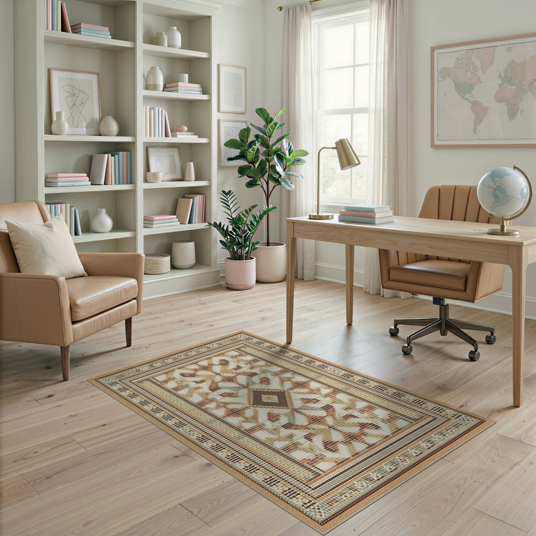 Heritage Tribal Brown Tan Mosaic Area Rug
