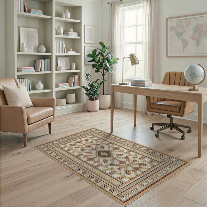 Heritage Tribal Brown Tan Mosaic Area Rug