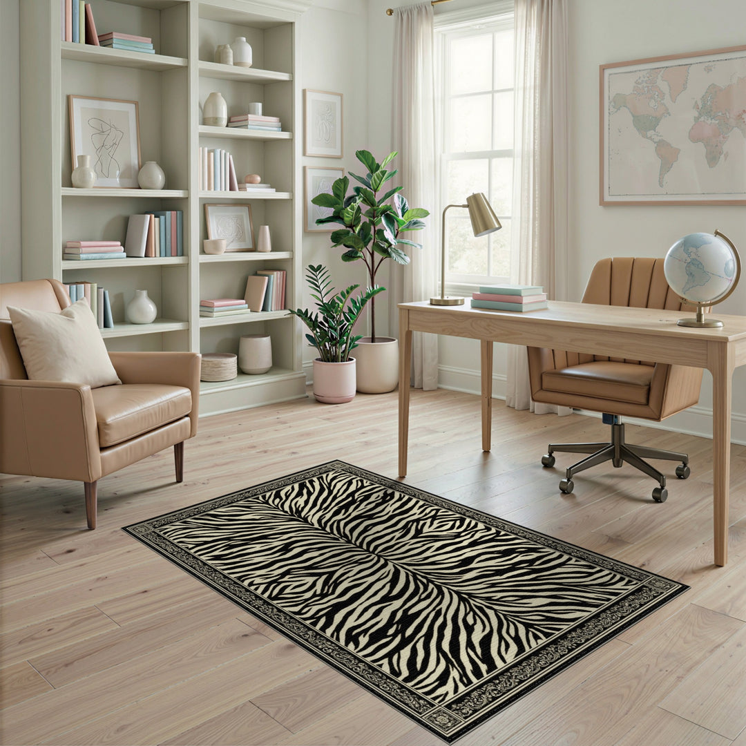 Black White Zebra Print Area Rug