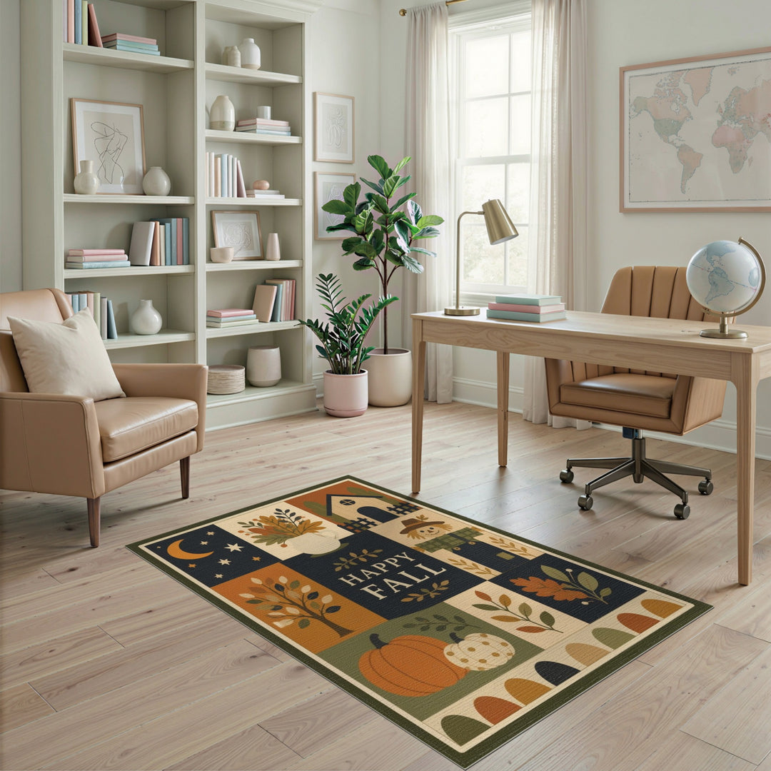 Happy Fall Patchwork Area Rug