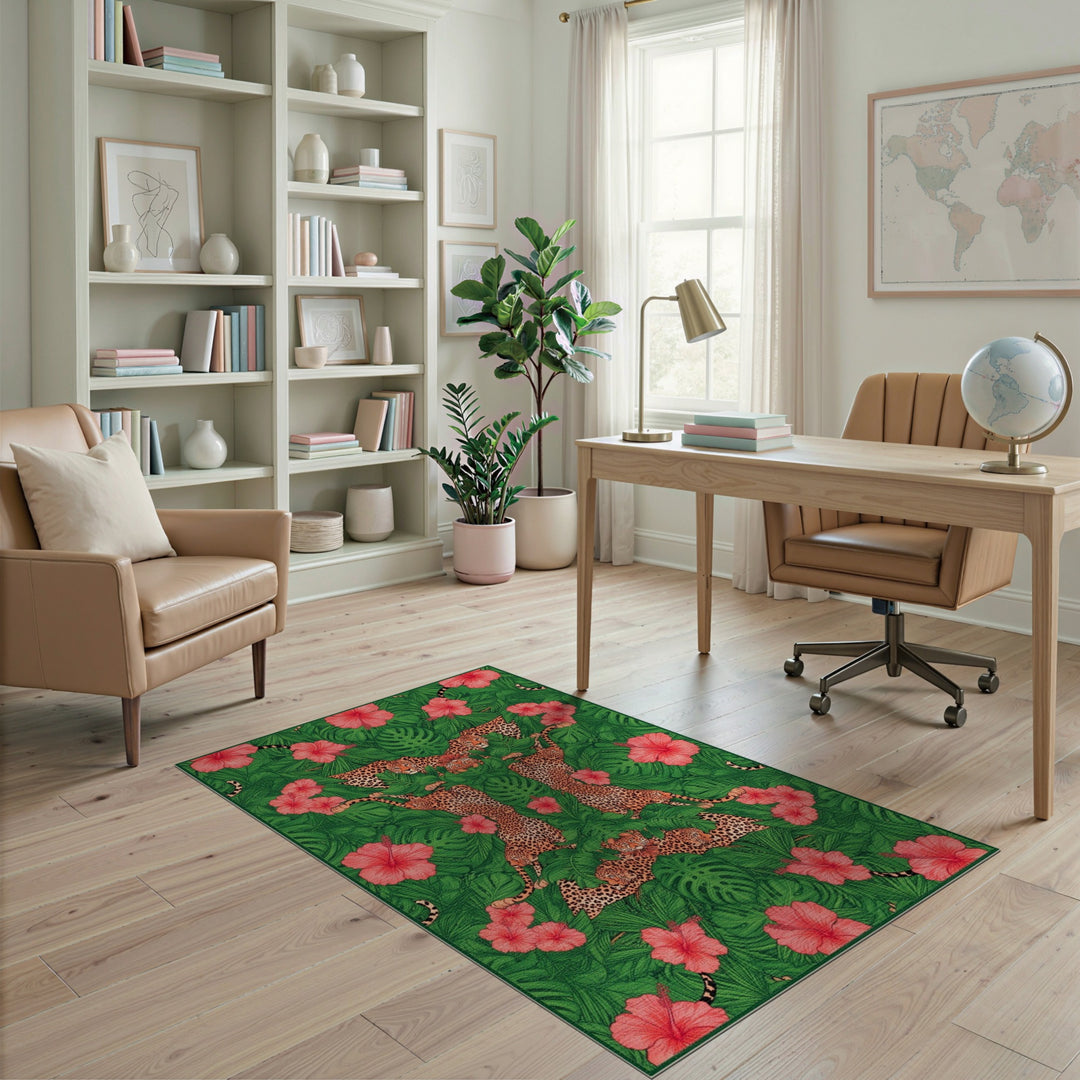 Leopard Hibiscus Area Rug