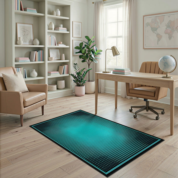 Blue Teal Gradient Dot Geometric Area Rug