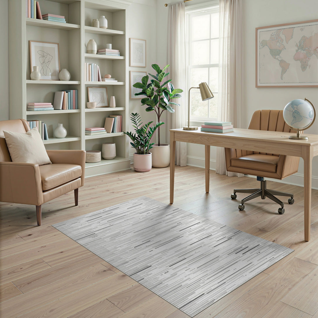 Grey Abstract Line Area Rug