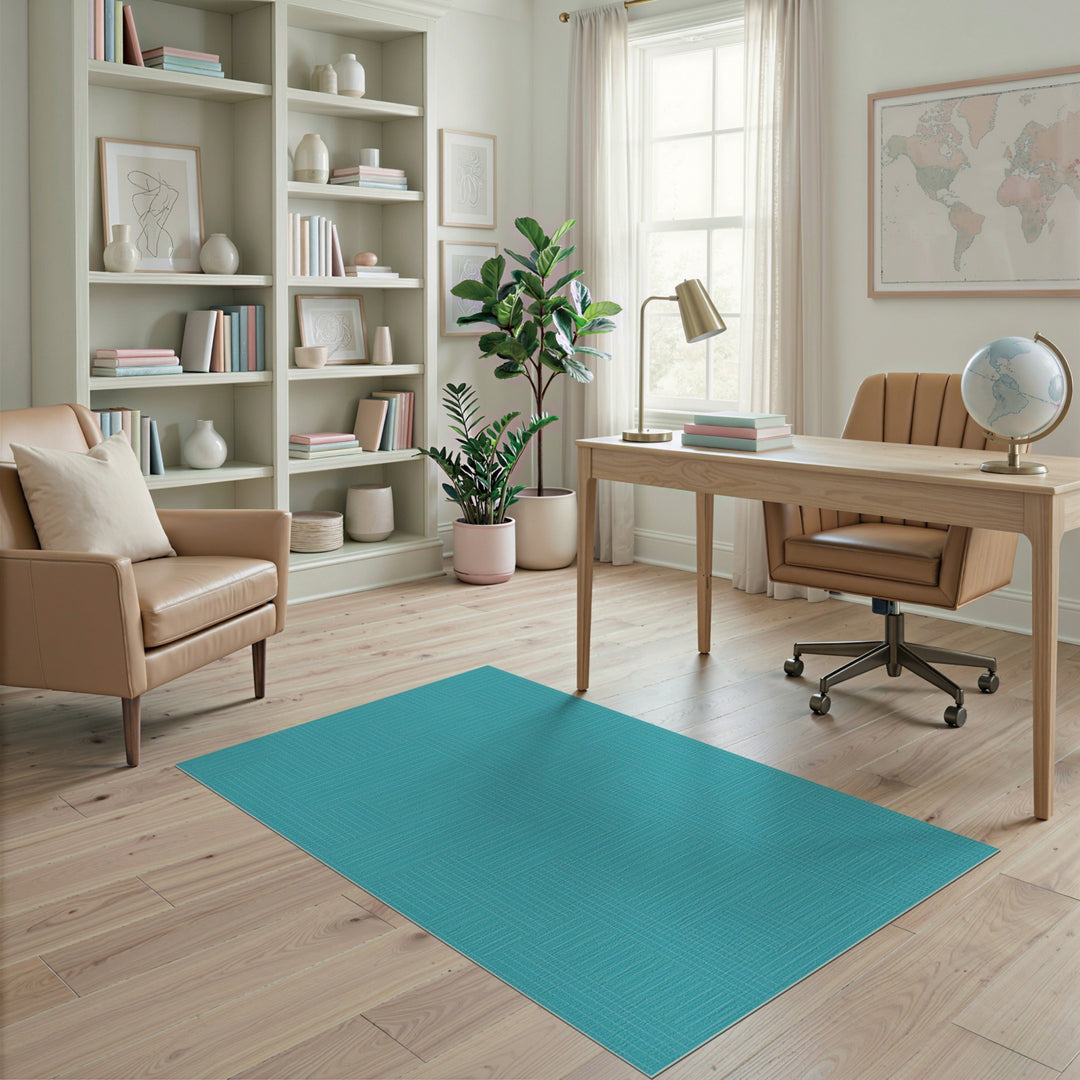 Geometric Modern Blue and Teal Geometric Block Area Rug