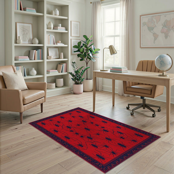 Red Spider Geometric Area Rug