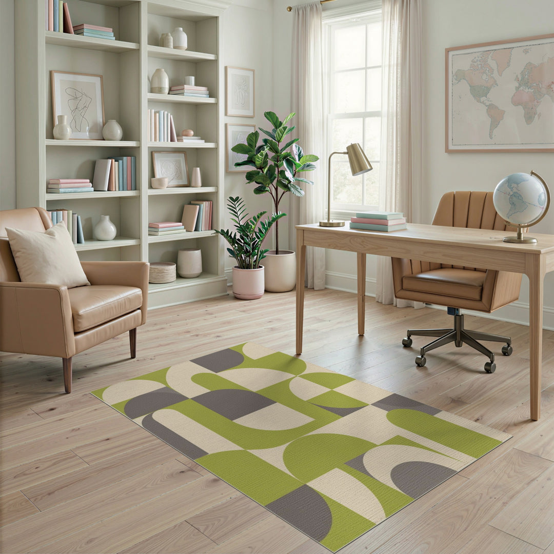 Green Geometric Arch Geometric Modern Area Rug