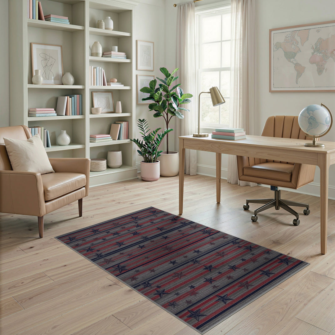 Patriotic Stars Washable Area Rug