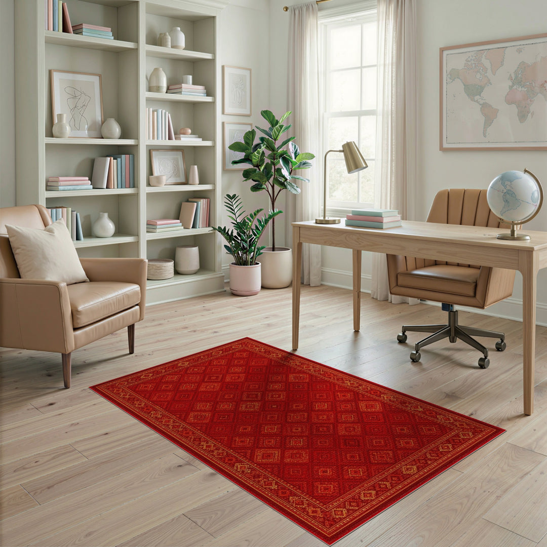 Red Geometric Diamond Geometric Modern Area Rug