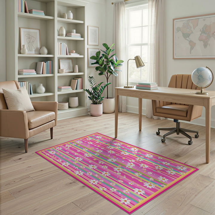 Rainbow Daisy Kids Area Rug
