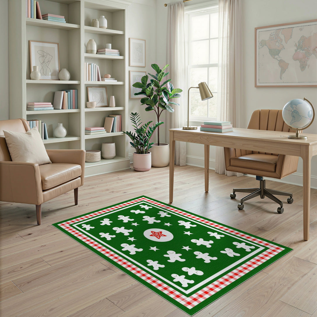 Green Gingerbread Men Kids Area Rug