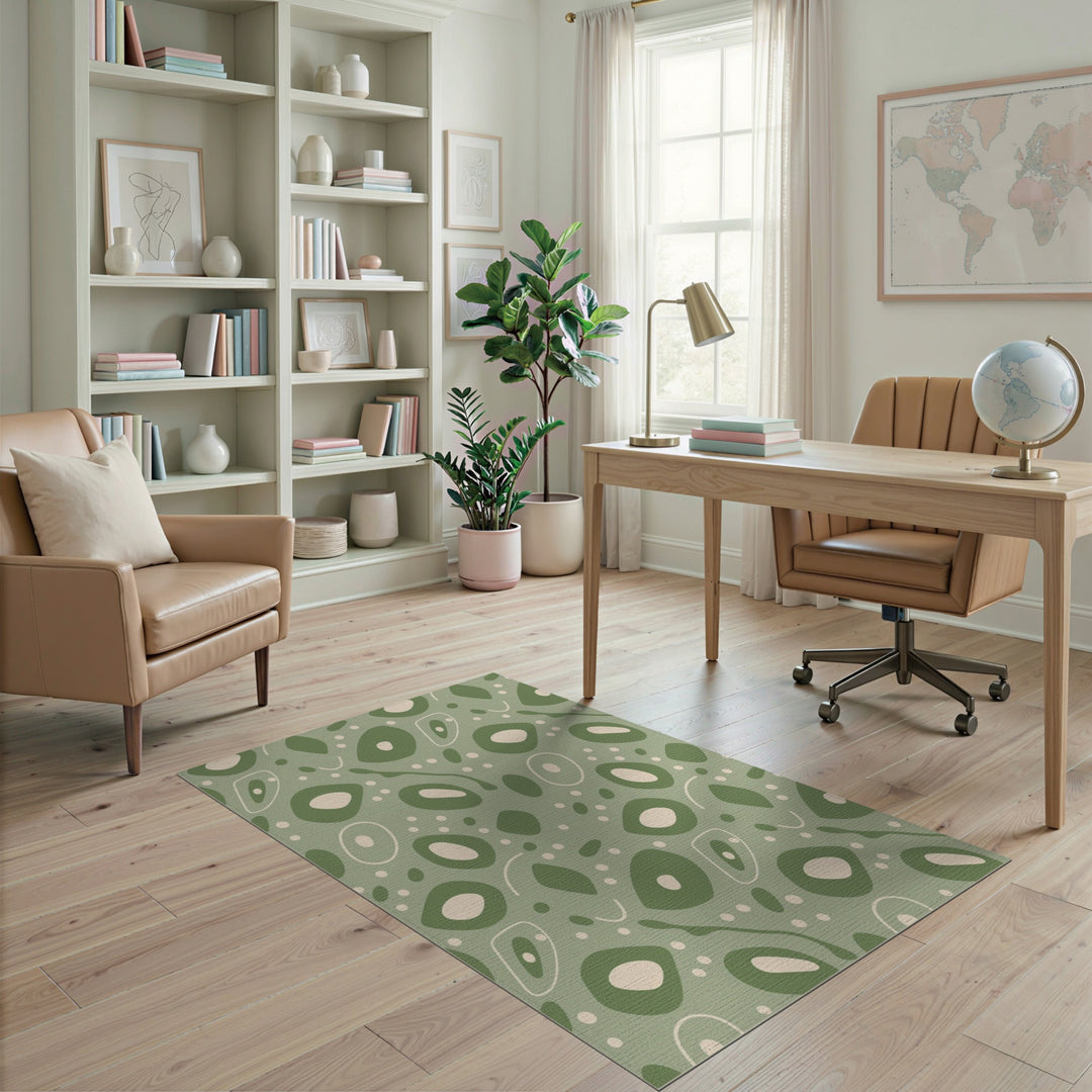 Green Sage Green Organic Abstract Area Rug
