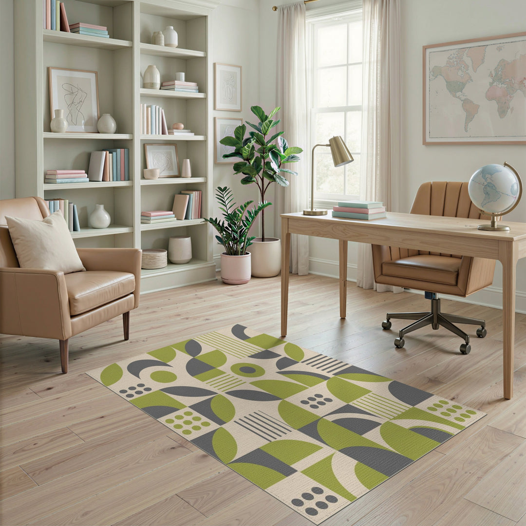 Green Geometric Modern Area Rug