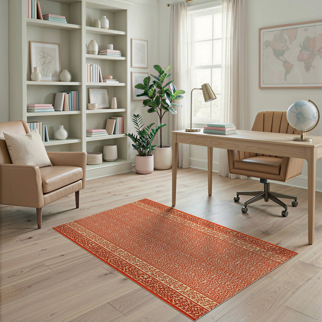 Red Floral Vintage Area Rug