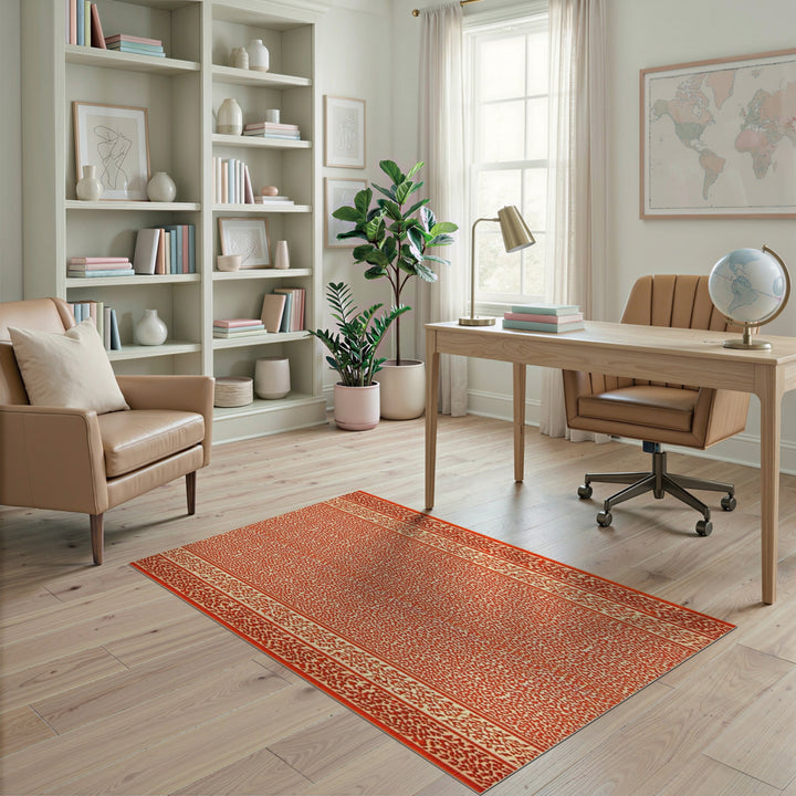Red Floral Vintage Area Rug