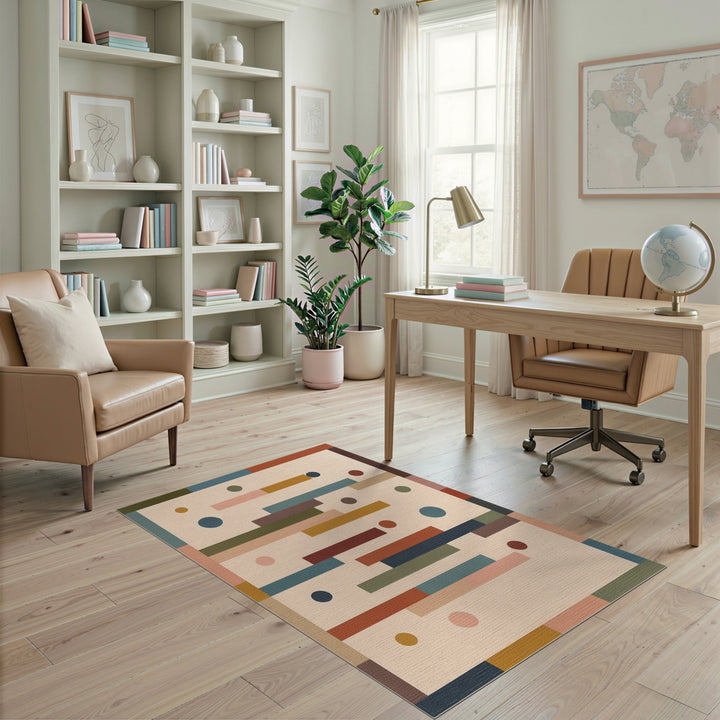 ODIKA Geometric Beige Multi-Color Area Rug