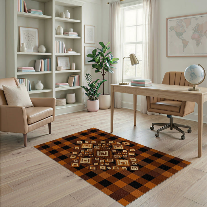 Southwestern Brown Geometric Southwestern Area Rug