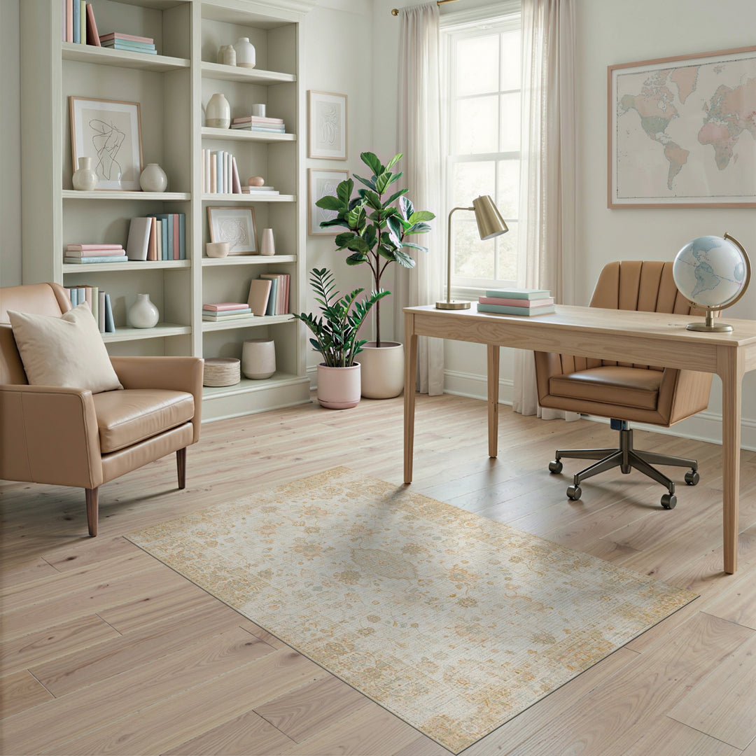 Beige Vintage Floral Persian Area Rug