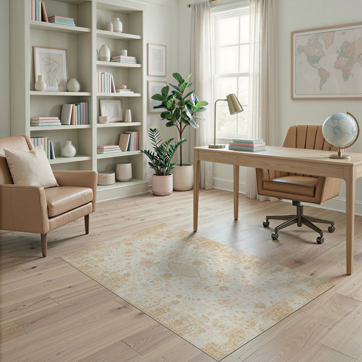 Beige Vintage Floral Persian Area Rug