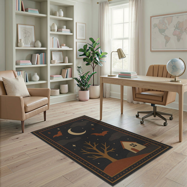 Moonlit Bats Cottage Area Rug