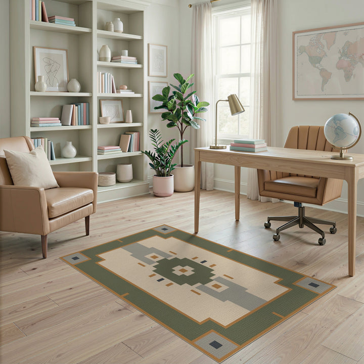 Green Geometric Area Rug