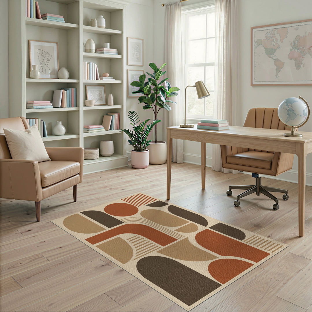 Brown and Tan Brown Tan Geometric Area Rug