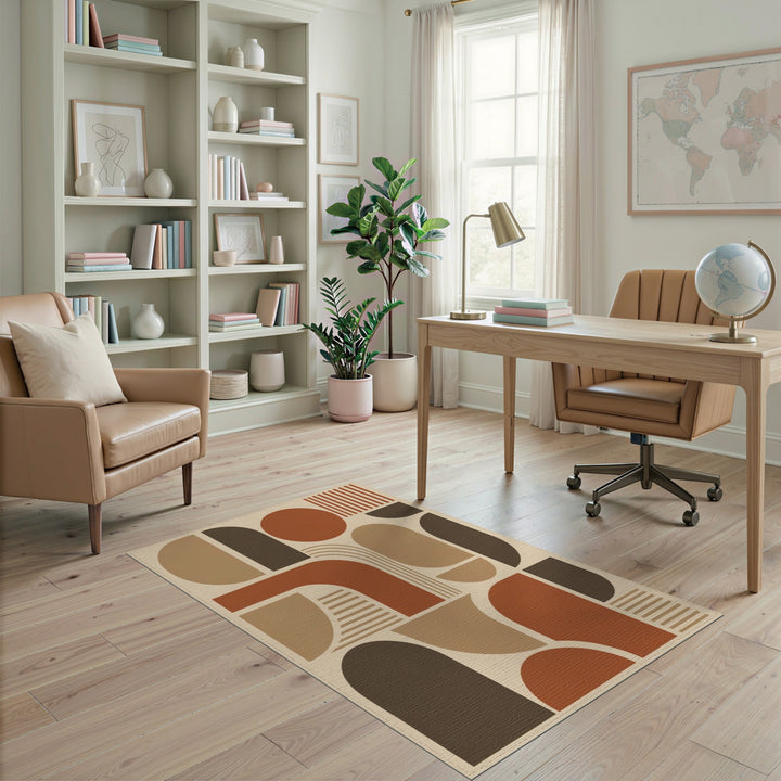 Brown and Tan Brown Tan Geometric Area Rug