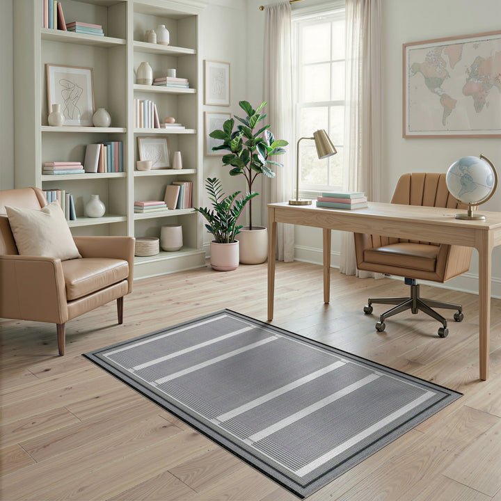 Black and White Black and White Geometric Striped Area Rug